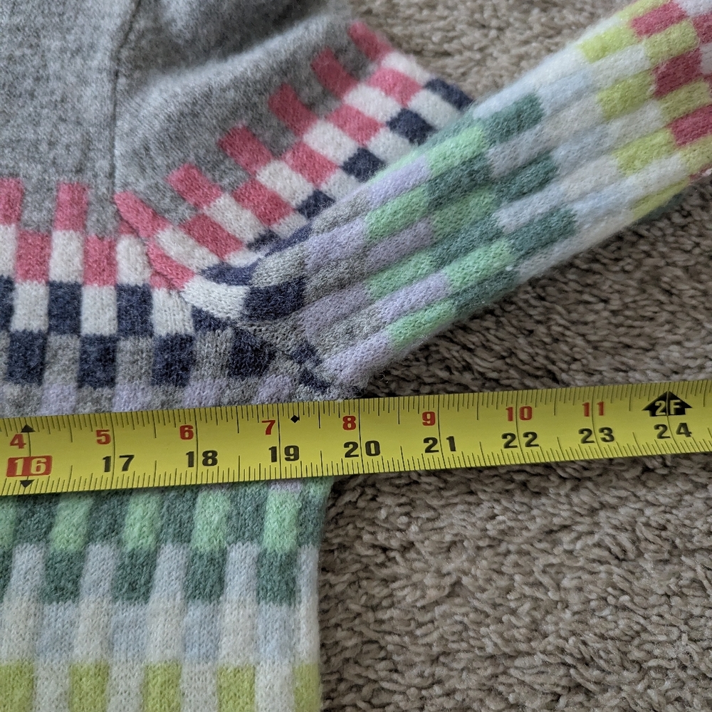 LOFT Geometric Mock Neck Wool-Blend Sweater Multicolor Cabincore Cozycore - Picture 5 of 8